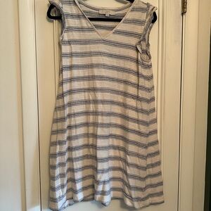 LOFT Blue and White Striped Dress